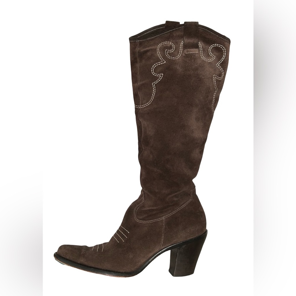 Dr. Scholl's Y2K Brown Suede Western Cowgirl Boots Women's 7.5 Country Bohemian - Picture 4 of 15